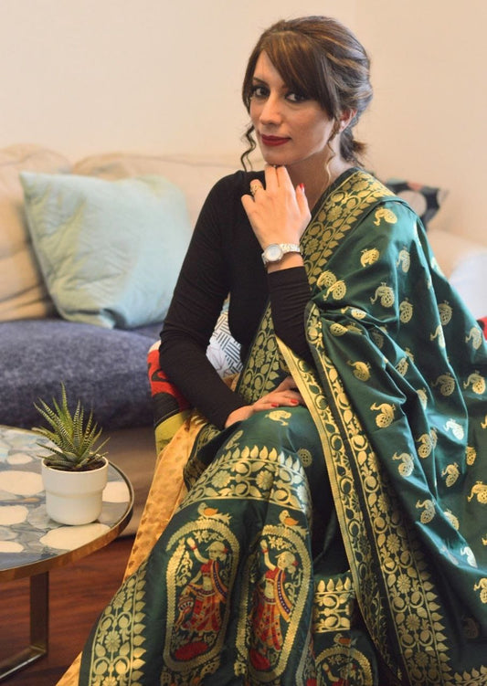 Banarasi Dupatta- Dark Green