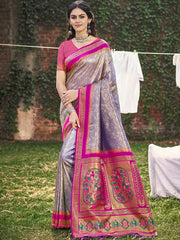 Banarasi Silk Woven Work Festival Tassle Saree