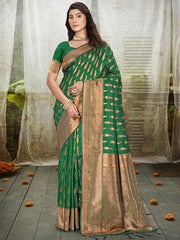 Sangam Prints Silk Woven Work Festival Tassle Saree