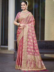 Satin Silk Woven Zari Work Festival Tassle Saree