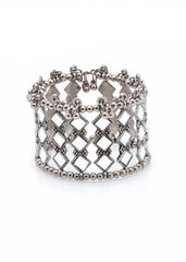 Ghungroo Beaded OXIDISED SILVER-PLATED Mirror CUFF BRACELET