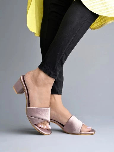 Stylish Solid Mauve Block Heels For Women & Girls