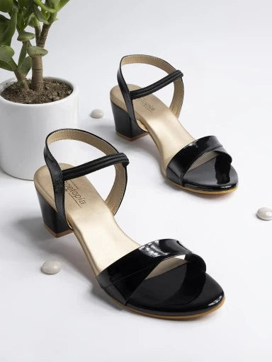 Women's & Girl's Black Pointed Toe Block Heels