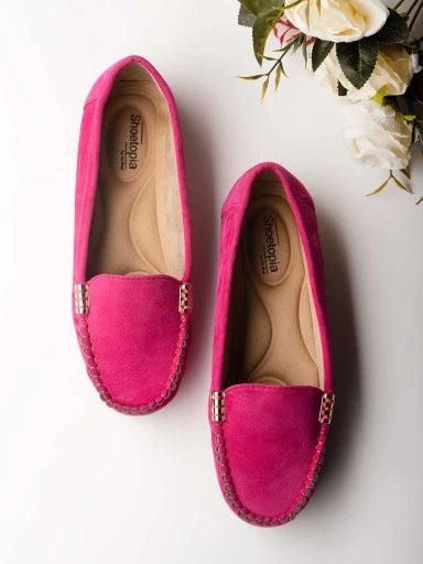 Women Pink Printed Suede Espadrilles