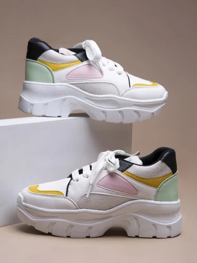 Women White Mesh Walking Shoes