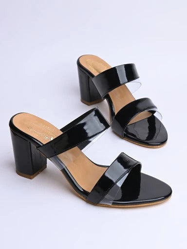 Womens & Girls Black Solid Block Heels