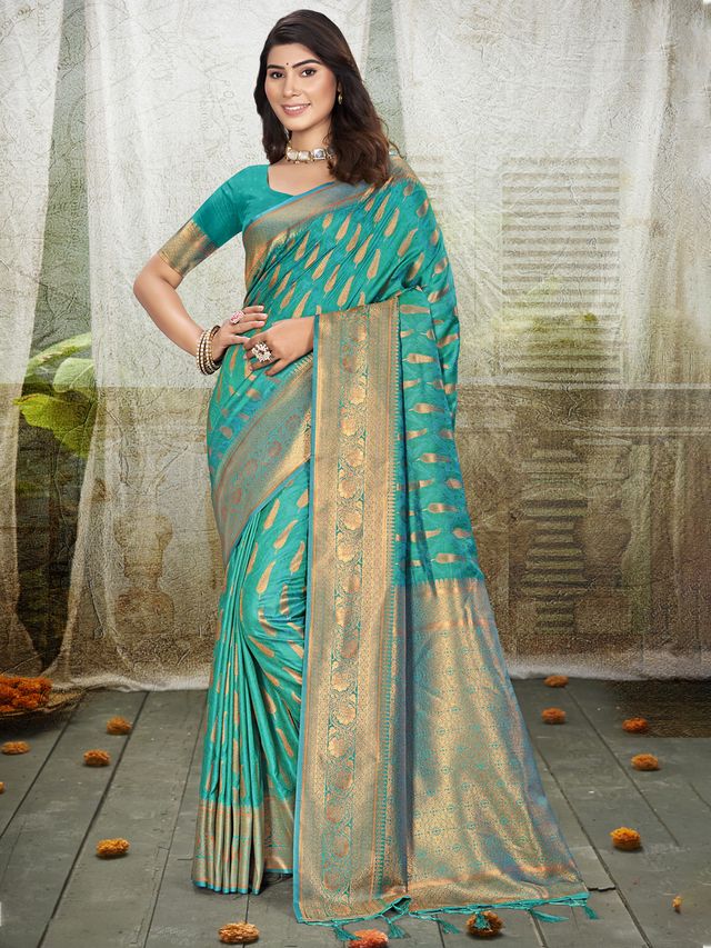 Sangam Prints Silk Woven Work Festival Tassle Saree