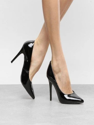 Womens & Girls Black Solid Stiletto Pumps