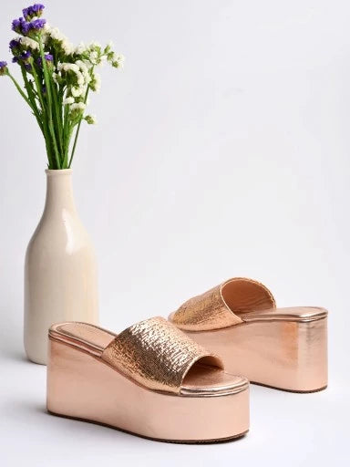 Embellished Sequence Detailed Pink Platform Heels For Women & Girls