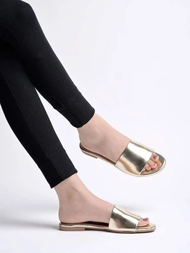 Embellished Gold-Toned Flats For Women & Girls