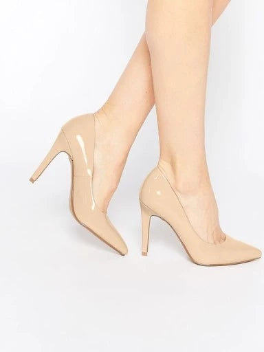 Womens & Girls Tan Solid Stiletto Pumps