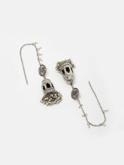 Silver-Toned Contemporary Jhumkas Earrings