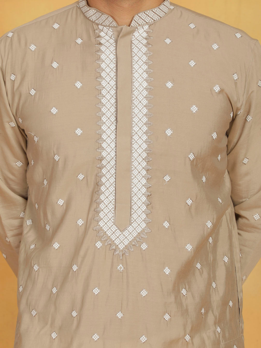 Men's Gray Silk Blend Kurta