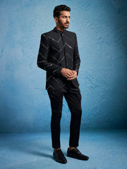 Men's Black Viscose Jodhpuri