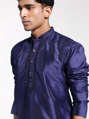 Men's Navy Blue Dupion Silk Kurta