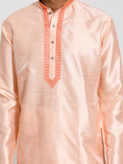 Men's Peach Dupion Silk Kurta