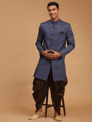 Men's Navy Blue Silk Blend Sherwani Only Top