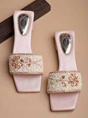 Shoetopia Embellished Rose-Gold Flats For Women & Girls