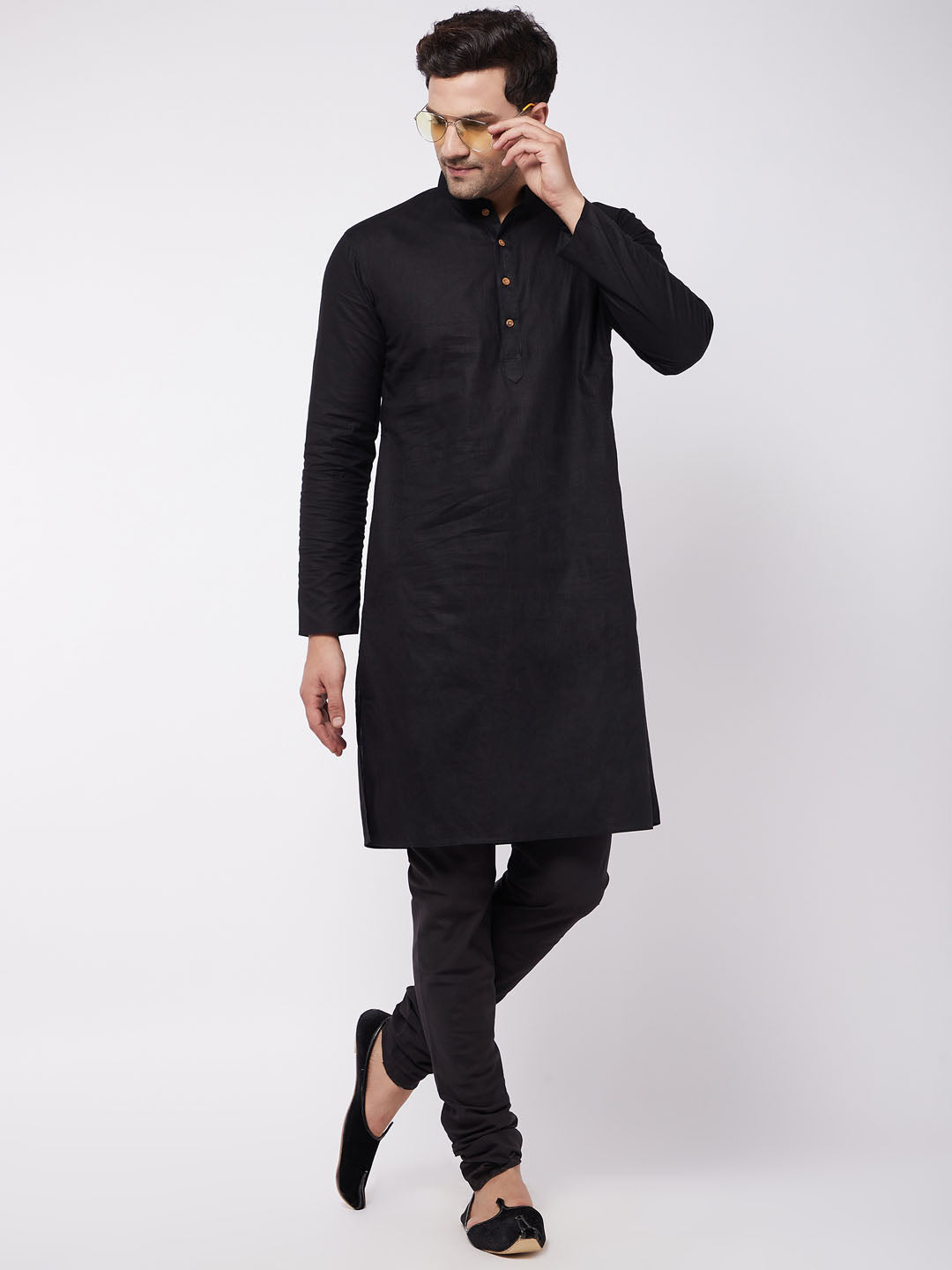 Men's Black Cotton Blend Pyjama