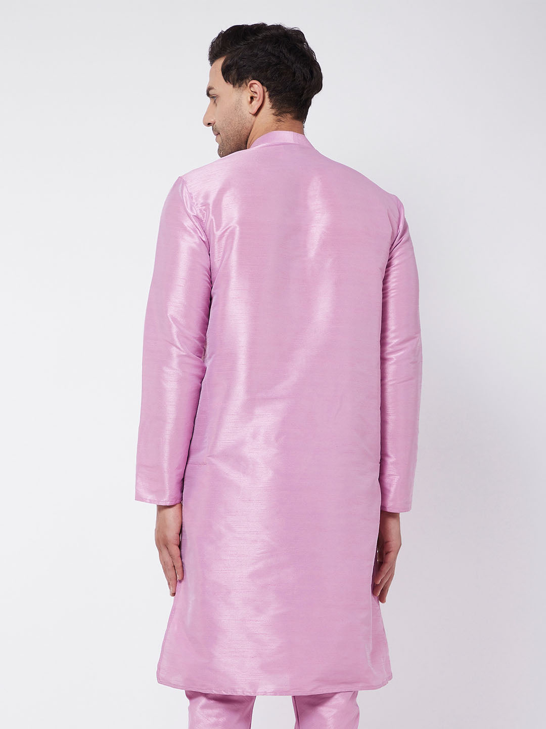 Men's Onion Pink Silk Blend Kurta