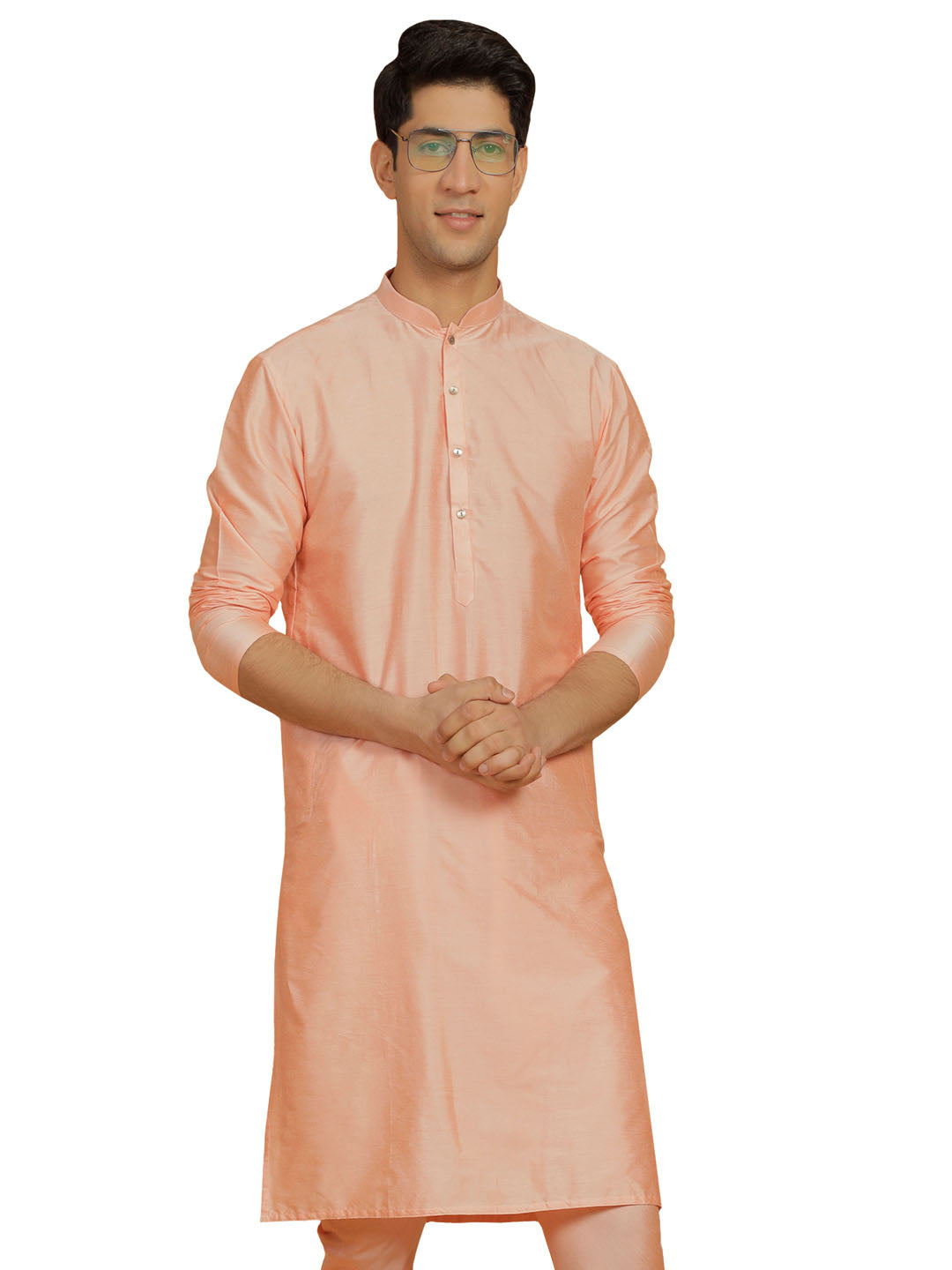 Men's Peach Viscose Kurta