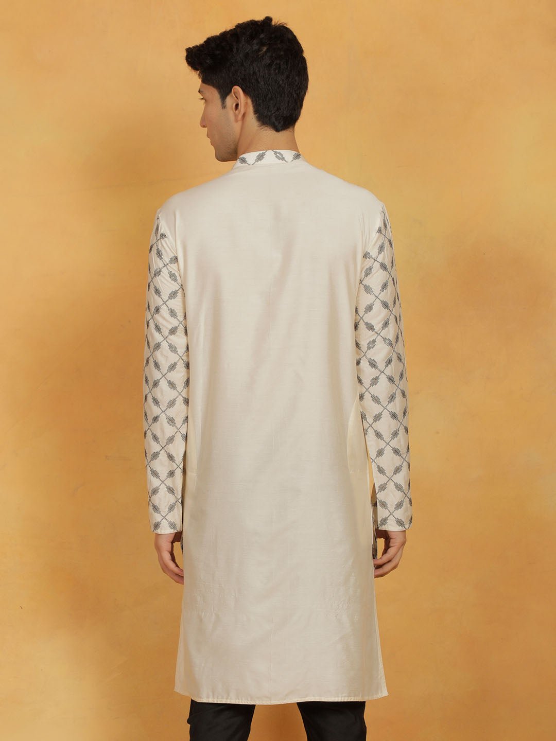 Men's Cream Cotton Blend Kurta