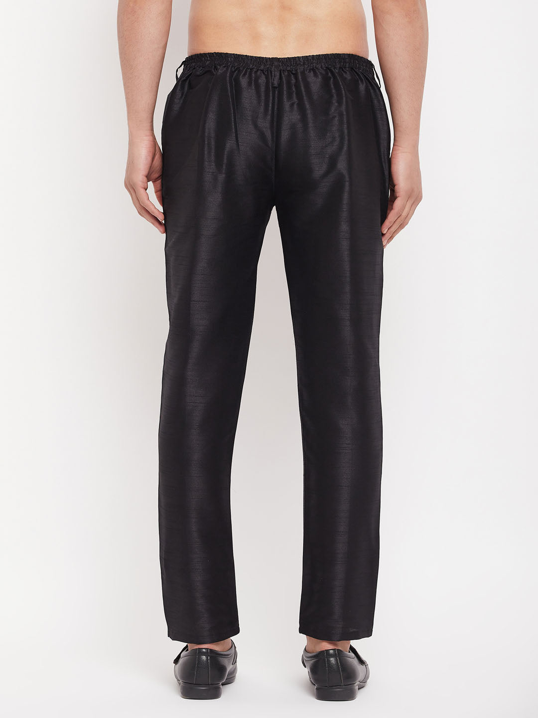 Men's Black Silk Blend Pant Style Pyjama