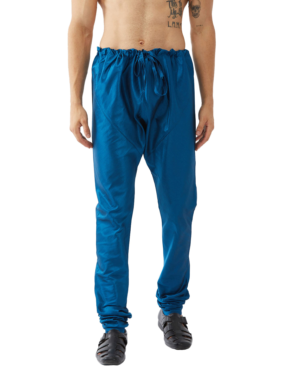 Men's Turquoise Silk Blend Pyjama