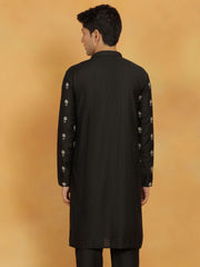 Men's Black Cotton Blend Kurta