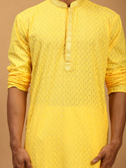 Men's Yellow Cotton Kurta