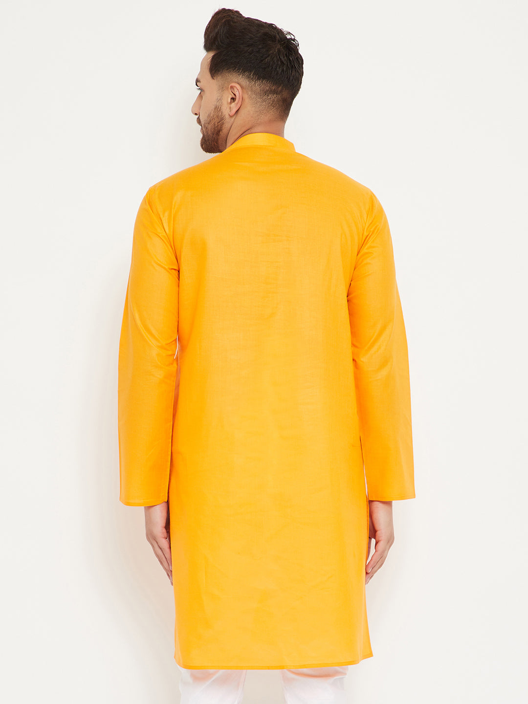 Men's Orange Cotton Kurta