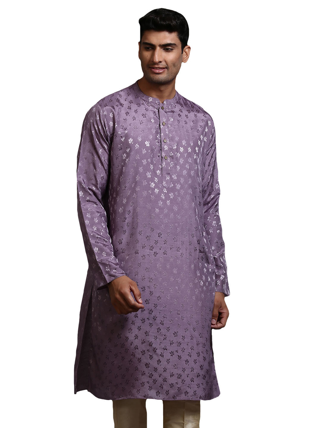 Men's Purple Silk Blend Kurta