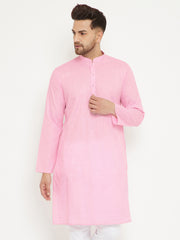 Men's Pink Cotton Blend Kurta