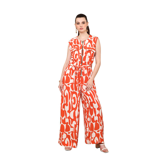 Lisa Abstract Swirl Print Jumpsuit