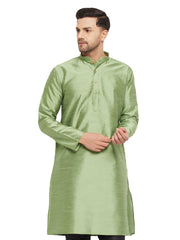 Men's Light Green Silk Blend Kurta