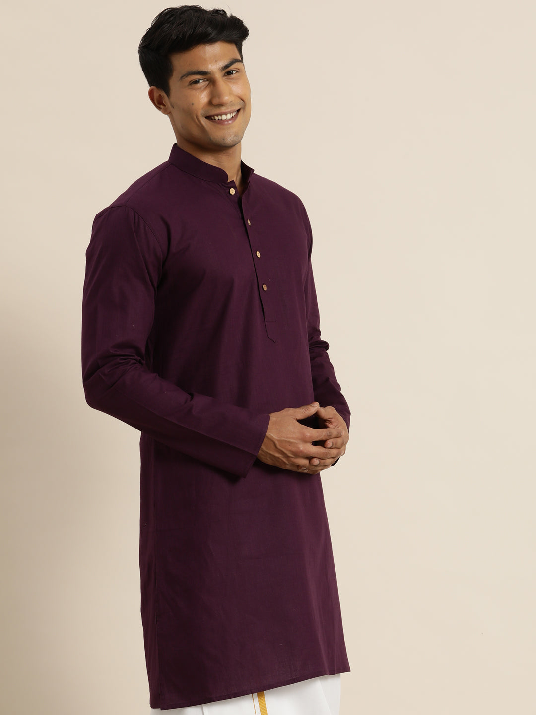 Men's Purpe Cotton Kurta