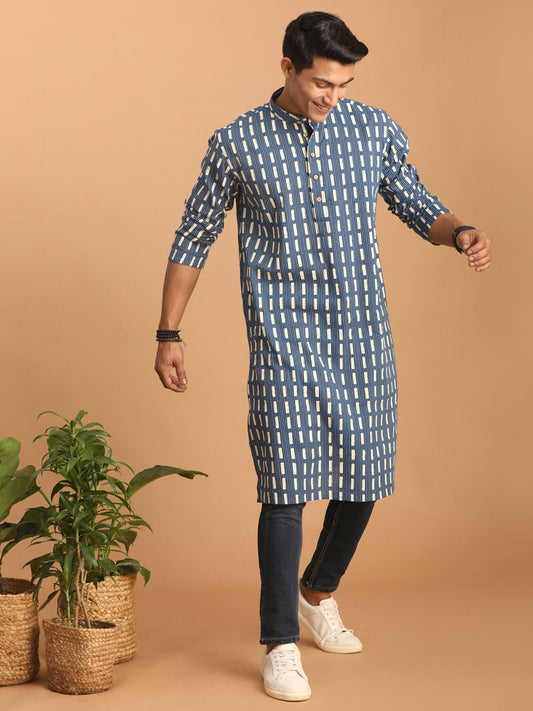 Men's Indigo Blue Cotton Kurta