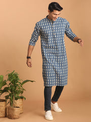 Men's Indigo Blue Cotton Kurta