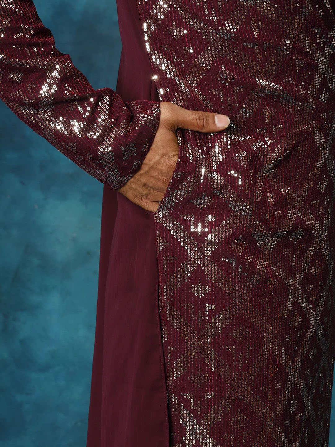 Men's Purple Georgette Kurta