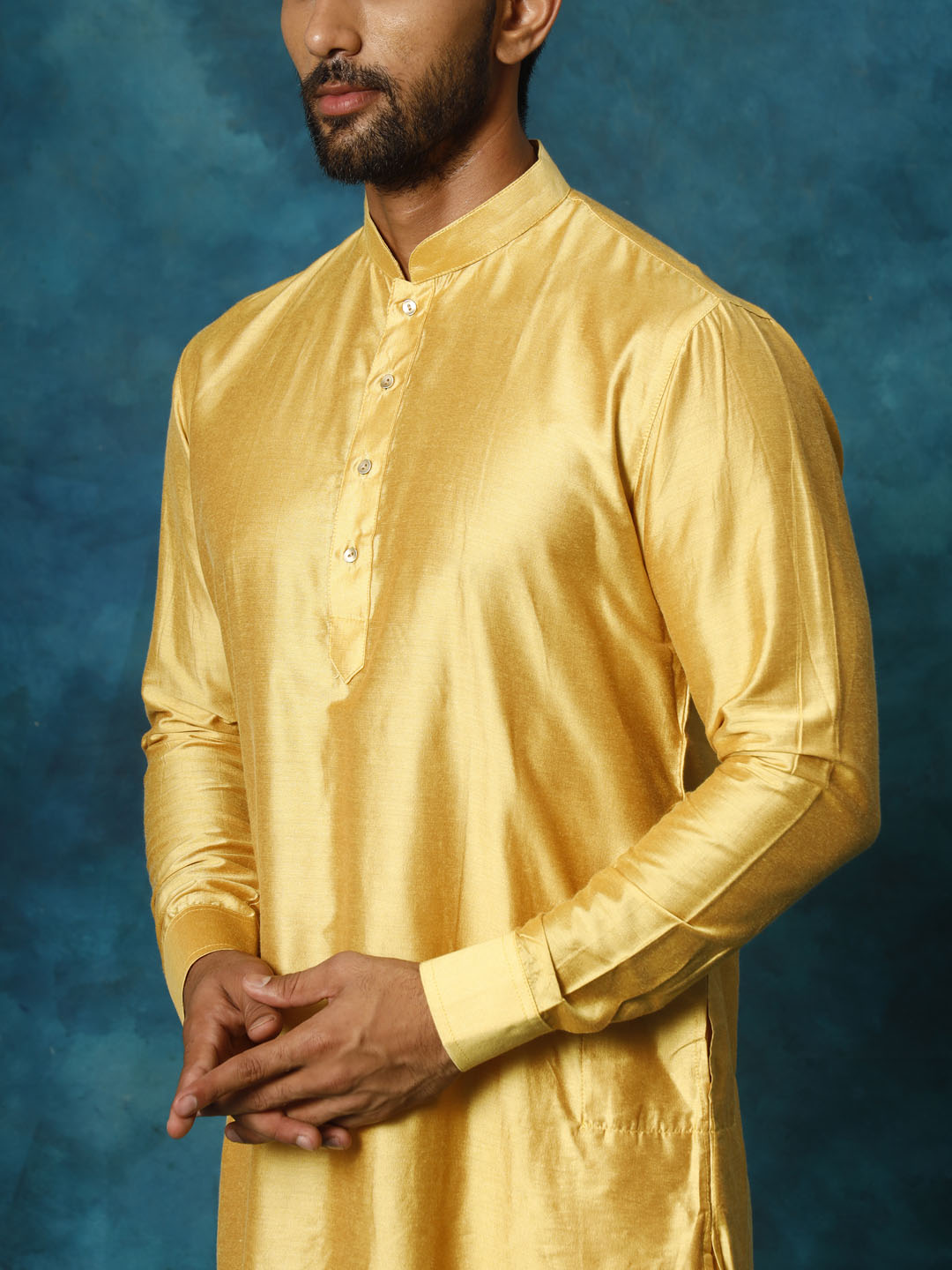 Men's Mustard Viscose Kurta