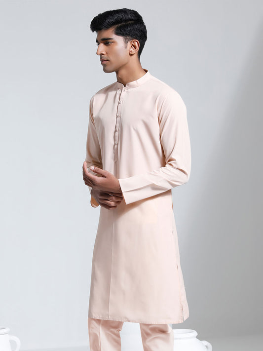 Men's Peach Crepe Kurta