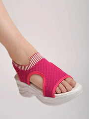 Shoetopia Comfortable & Trendy Flatforms Magenta Sandals for Women & Girls