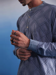 Men's Aqua Cotton Kurta