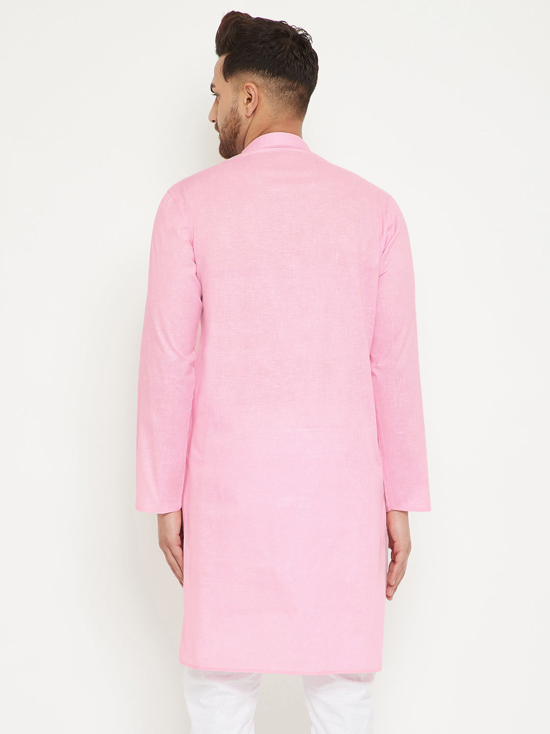 Men's Pink Cotton Blend Kurta