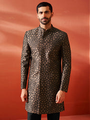 Men's Coffee Silk Blend Sherwani Only Top