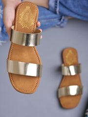 Shoetopia Stylish Solid Golden Flats For Women