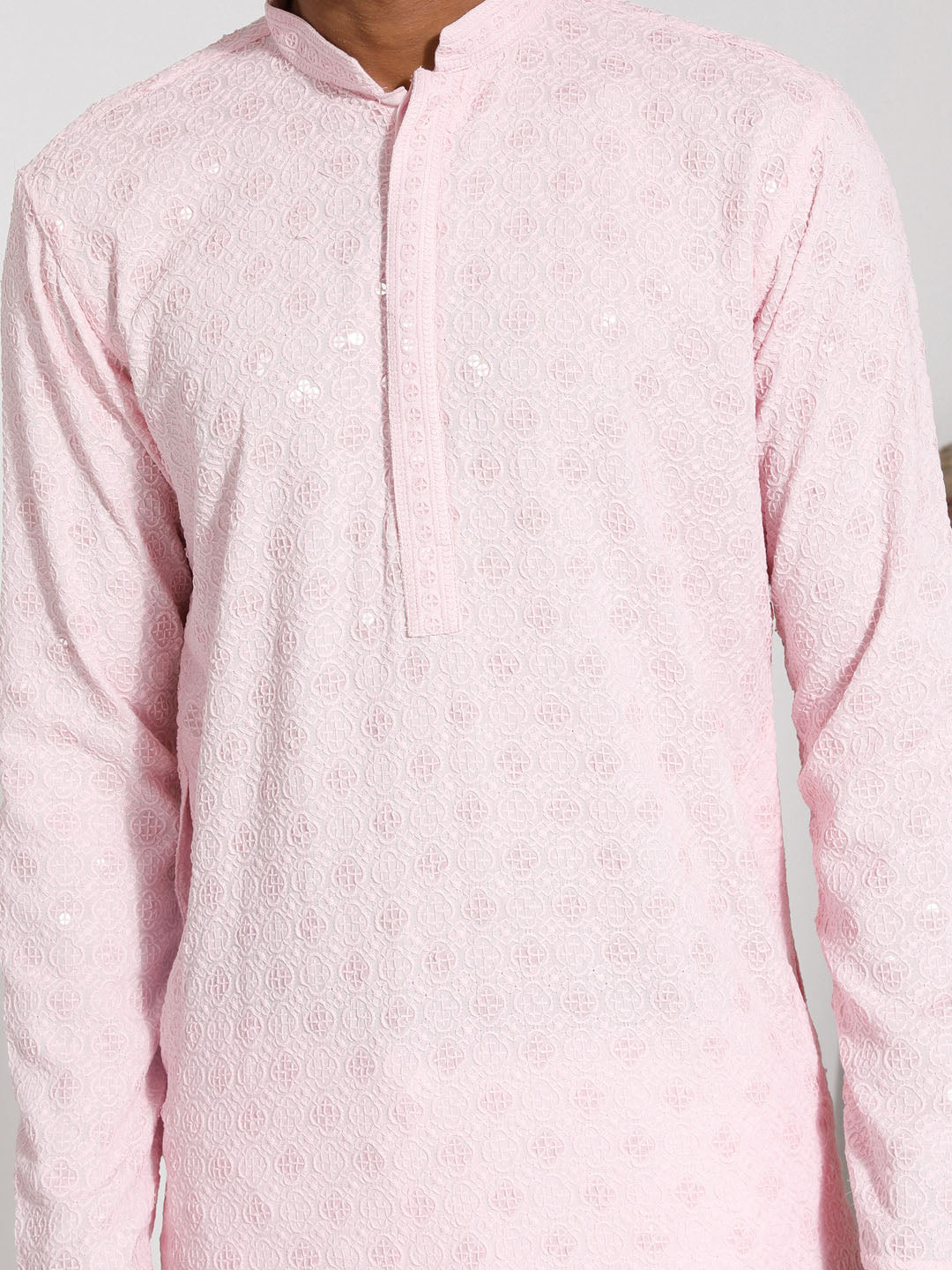 Men's Pink Rayon Kurta And Pyjama Set