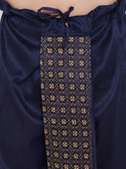 Men's Navy Blue Embroidred Dhoti