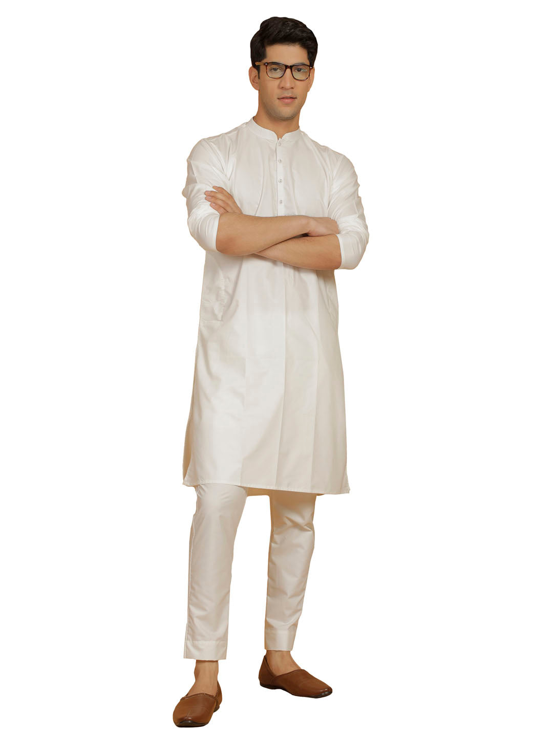 Men's Off White Cotton Silk Kurta And Pyjama Set