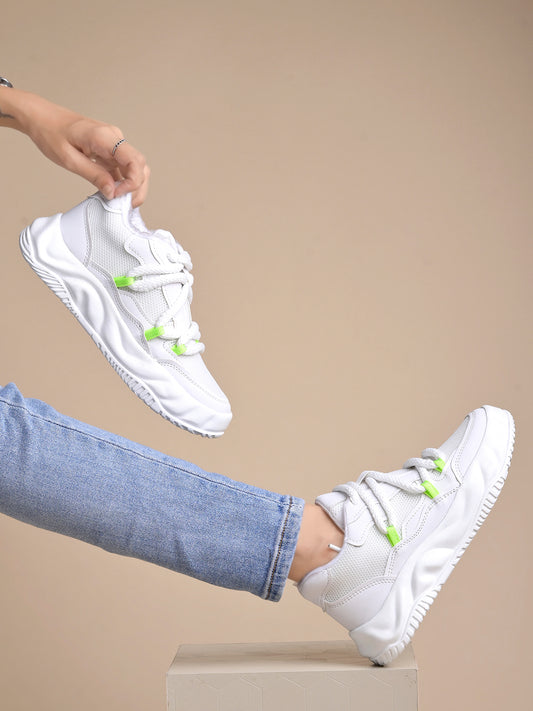 Shoetopia Smart Casual White Sneakers For Women & Girls